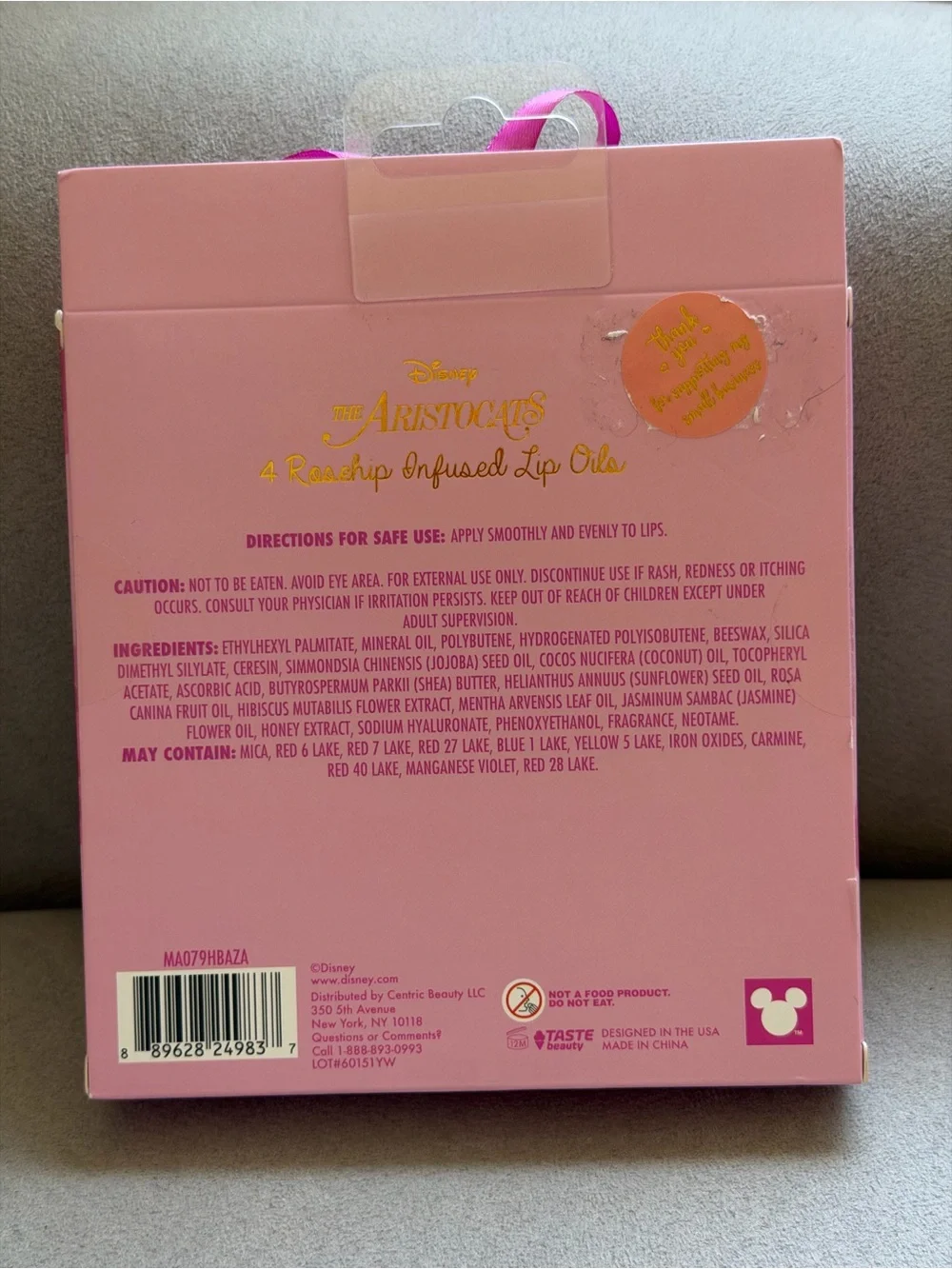 Disney The Aristocats Rosehip Infused Lip Oils - Pink Gift Set